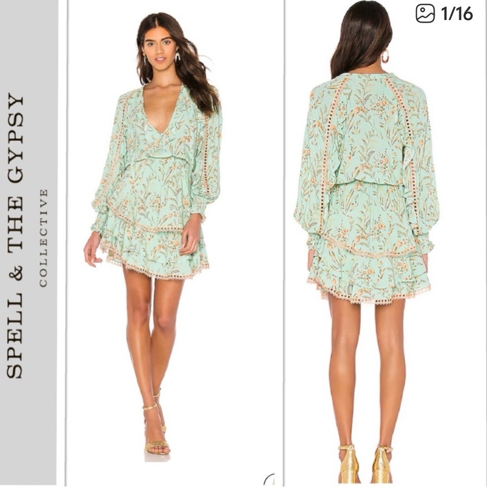 FREE PEOPLE MAISIE SPELL playdress long sleeve, mini Large